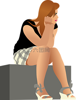 女子,女孩,坐
