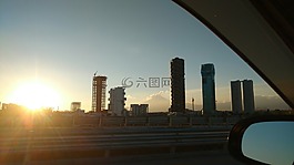 城市,建筑物,日落