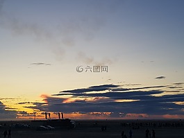 日落,海灘,海邊