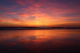 海灘,日落,abendstimmung