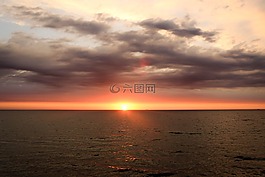 日落,天空,云