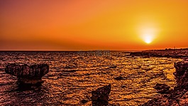 日落,海,巖質(zhì)海岸
