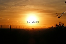沙漠,日落,天空