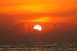 日落,海,天空
