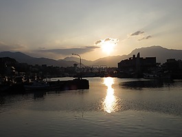 大海,風景,日落