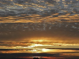 日落,天空,云