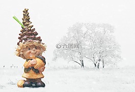 小鬼,雪,景觀
