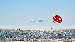 夏季,降落傘,紅色