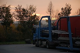 raststätte,卡车,morgenstimmung