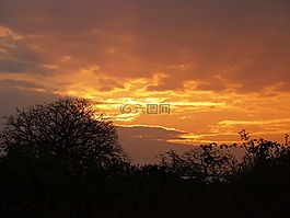 日落,天空,橙色