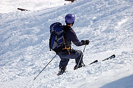 滑雪者,雪,背包