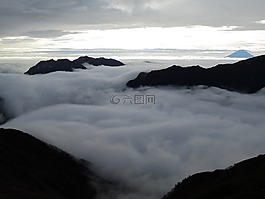 日本,高峰,云
