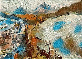 抽象,山,景觀