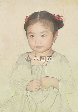 肖像,女孩,畫