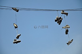 天空,鞋,藍色