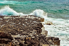 巖質海岸,波,砸