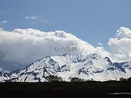 火山,山,云