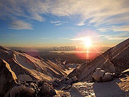 火山,山,云