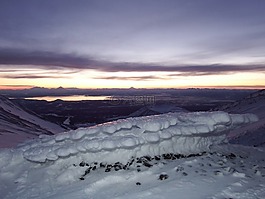火山,山,晚上