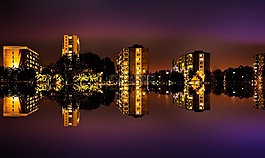 城市,市容,地平線