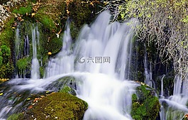 瀑布,河,水