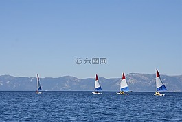 帆船,帆,湖