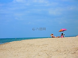 海灘,海,沙