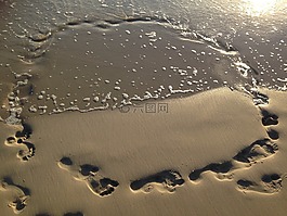 沙,足跡,水