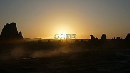 巖,日出,煙囪