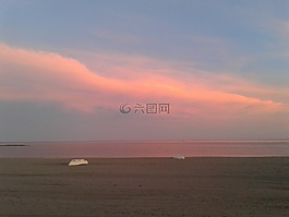 背景,日落,海灘