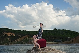 婦女,連衣裙,曝光