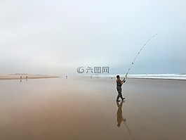釣魚者,魚,海