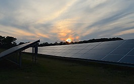 太陽能電池板,日落,天空