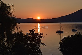 abendstimmung,日落,湖