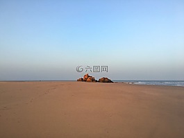 海灘,沙,廢墟