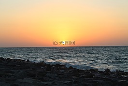 日落,水,太陽