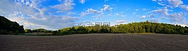 農場,全景,黃昏