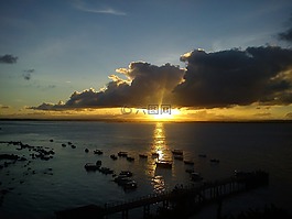 海,阳光,晚间