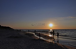 海,日落,波羅的海