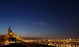 夜晚的天空,黎明,新月