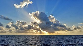 日出,云,海洋