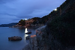 日落,海,月亮
