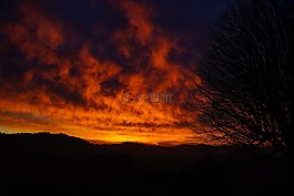 日落,天空,abendstimmung