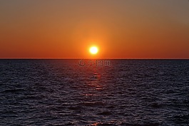 日落,太陽,水