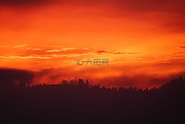 日落,霧,abendstimmung