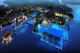 溫泉,景觀,夜景