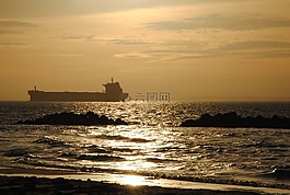 船,背光,沿海