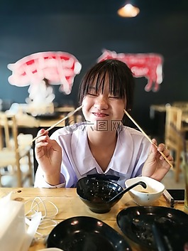 學(xué)生,享受,食品