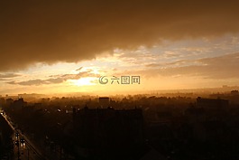 日落,巴黎,城市