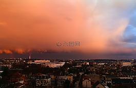 彩虹,日落,天空